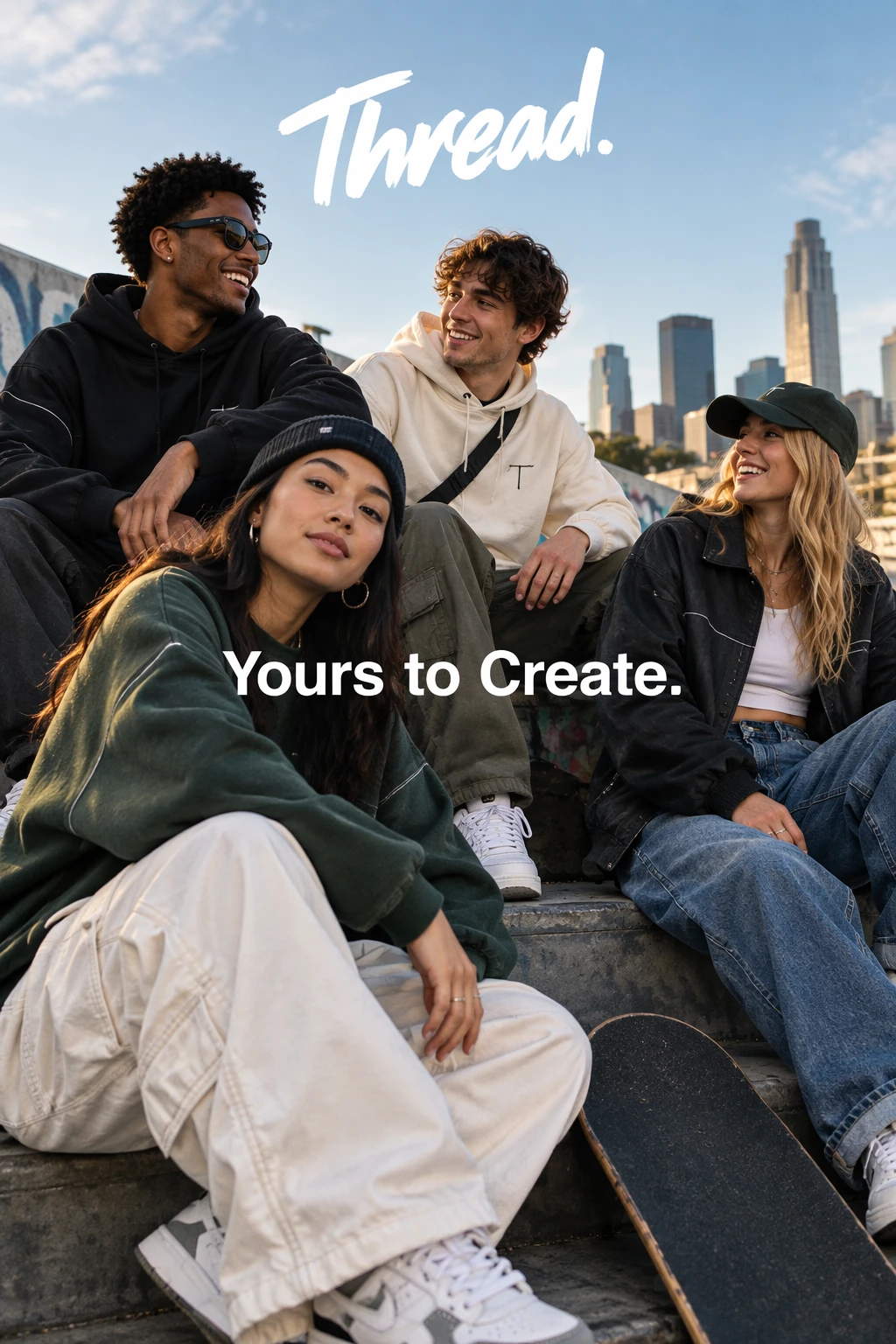 Thread streetwear advertisement with exact tagline, generated by GPT Image 2.5 Flare